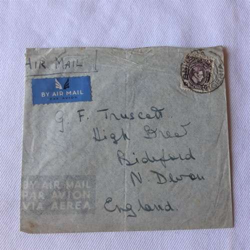 Airmail cover from Oniteha, Nigeria to England with 6pence Nigerian stamp - Dated 16 December 1938