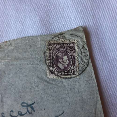 Airmail cover from Oniteha, Nigeria to England with 6pence Nigerian stamp - Dated 16 December 1938