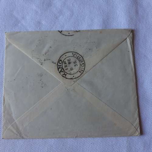 Airmail cover from Kafanchan, Nigeria to Edinburgh, Scotland via Kano with  1 1/2 block stamps