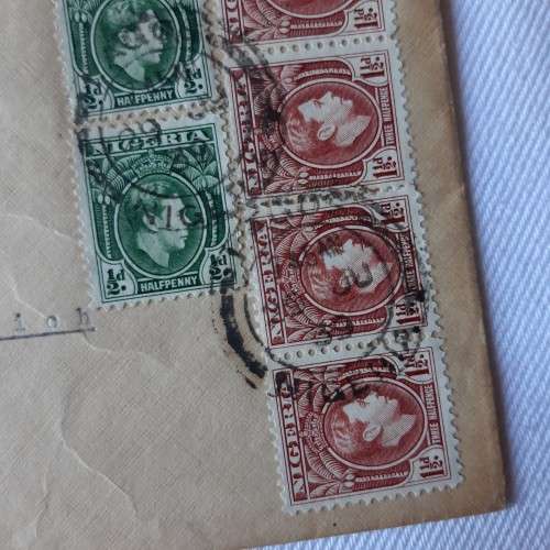 Airmail cover from Lagos, Nigeria to Zurich, Switzerland with 3x 1/2d, 4x1 1/2d stamps - 29-09-1939