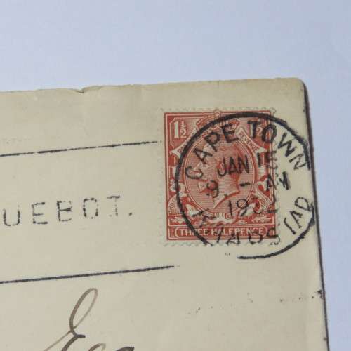 Postal cover from Cape Town to Simonstown on 15 January 1932 with three halfpence stamp