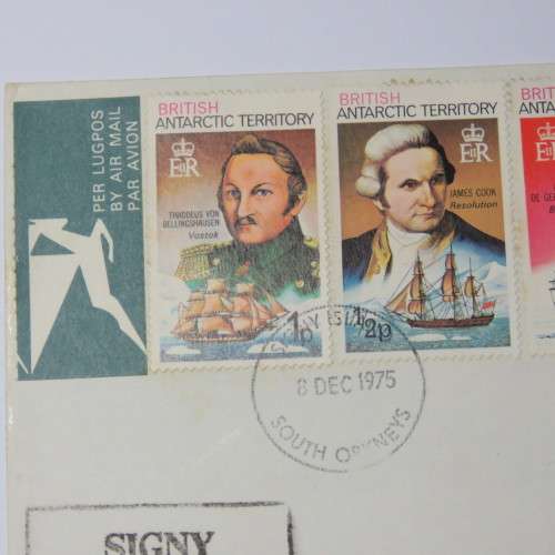 Airmail cover from Signy Islands South Orkneys to Pietermaritzburg, South Africa on 6 December 1975