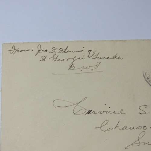 Postal cover from Grenada to Switzerland with Grenada 1d and 1 1/2d stamps