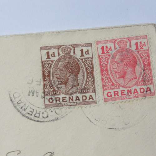 Postal cover from Grenada to Switzerland with Grenada 1d and 1 1/2d stamps