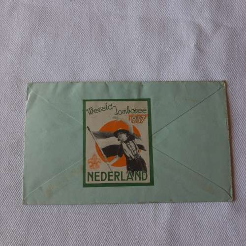 1937 Scouting Jamboree  postal cover from Bloemendal, Netherlands to Cape Town, South Africa