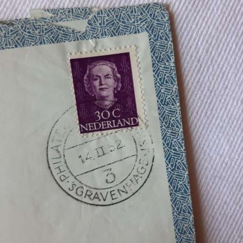 Postal cover from Gravenhage, Netherlands to Cape Town, South Africa with 30c Nederland stamp