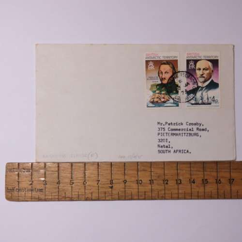 Postal cover from Argentine Islands, Graham Land to Pietermaritzburg, South Africa