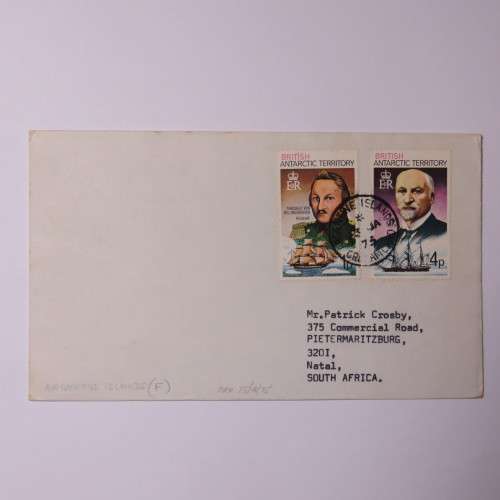 Postal cover from Argentine Islands, Graham Land to Pietermaritzburg, South Africa