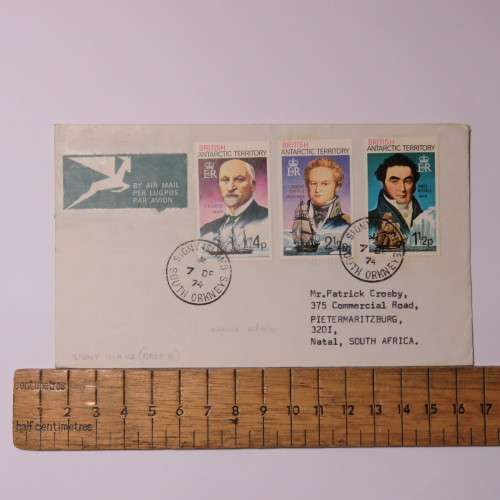Airmail cover from Signy Islands South Orkneys to Pietermaritzburg, South Africa
