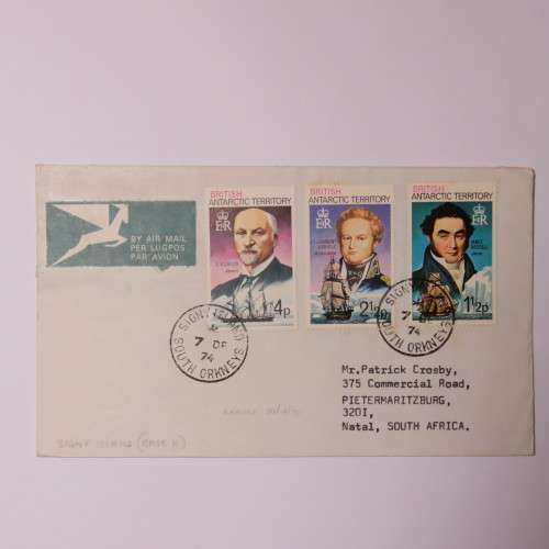 Airmail cover from Signy Islands South Orkneys to Pietermaritzburg, South Africa