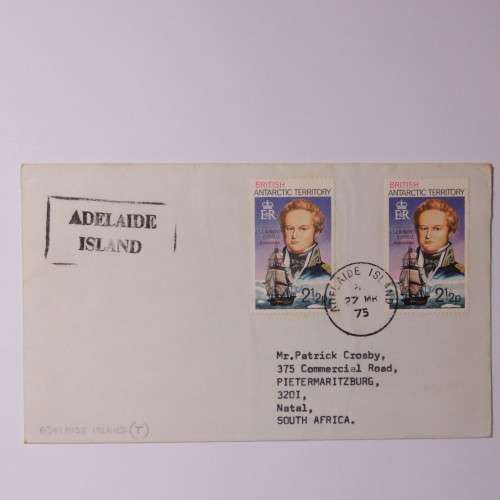 Postal cover from Adelaide Island to Pietermaritzburg, South Africa