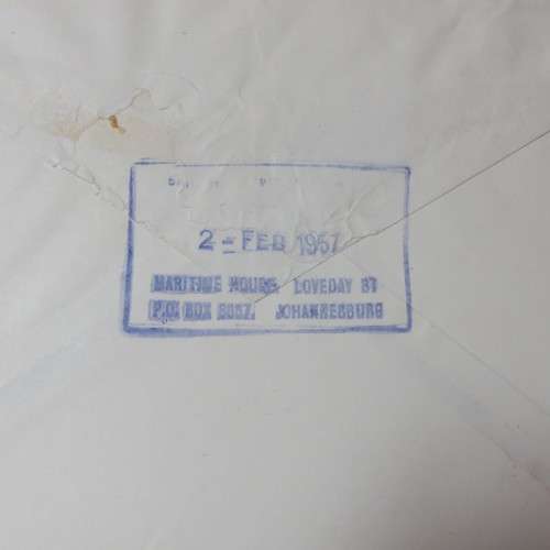 Airmail cover from London to Johannesburg, South Africa on 1 February 1957