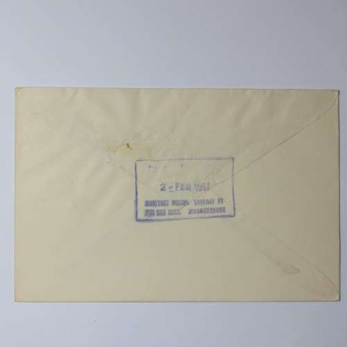 Airmail cover from London to Johannesburg, South Africa on 1 February 1957