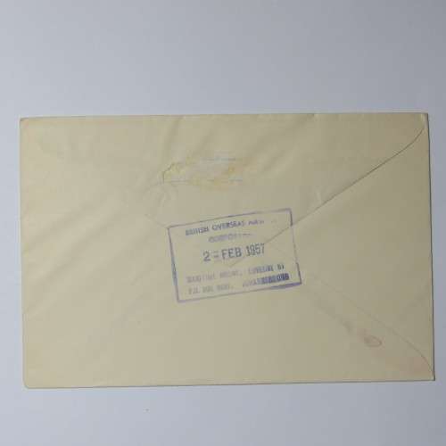 Airmail cover from London to Johannesburg, South Africa on 1 February 1957 with British 1`3s stamp