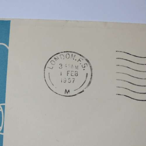 Airmail cover from London to Johannesburg, South Africa on 1 February 1957 with British 1`3s stamp