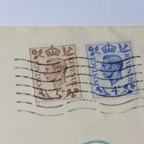 Airmail cover from London to Cairo, Egypt on 1 July 1952 with 5D and 4D stamps