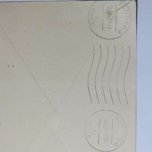 Airmail cover from London to Santiago, Chile on 25 January 1960 with 6 pence and 9d stamps