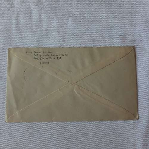 Airmail cover from Istanbul, Turkey to Holland with 3 Turkish stamps - 23 April 1951