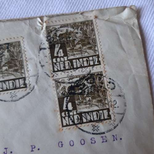 Postal cover from Solo, Indonesia to Worcester, South Africa with 4 Nederlandsch-Indie stamps