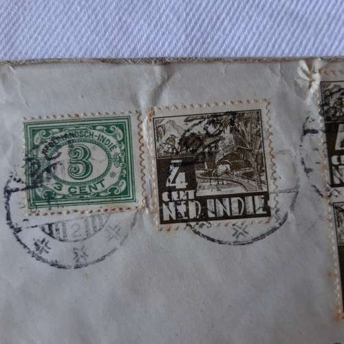 Postal cover from Solo, Indonesia to Worcester, South Africa with 4 Nederlandsch-Indie stamps