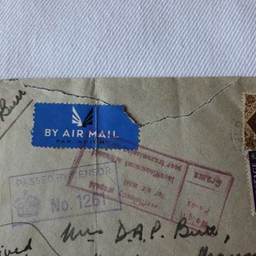 Airmail cover to Southern Rhodesia - Dated 5 October 1940 - Passed by censor - Tear on front