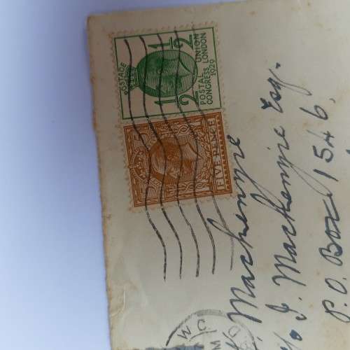 Airmail cover from London, England to Natal, South Africa with 5 1/2d rate British stamps