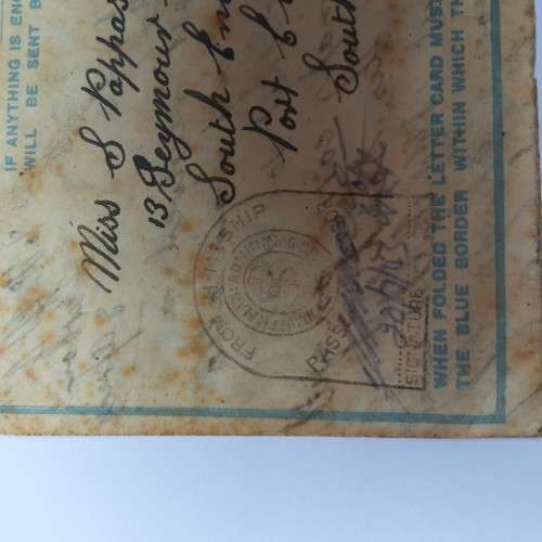 Airmail letter card from Field Post Office to Port Elizabeth, South Africa - 22 July 1943