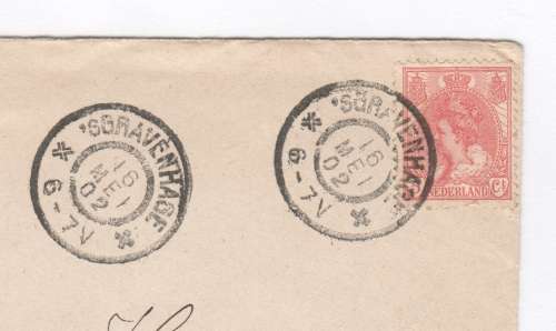 Postal cover from Gravenhage, Netherlands to Schiedam, Netherlands - 16 May 1902