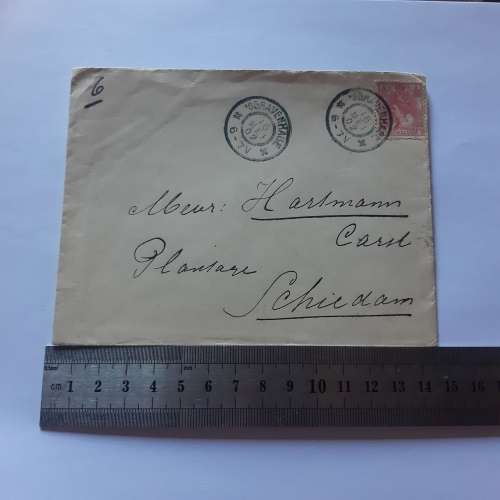 Postal cover from Gravenhage, Netherlands to Schiedam, Netherlands - 16 May 1902