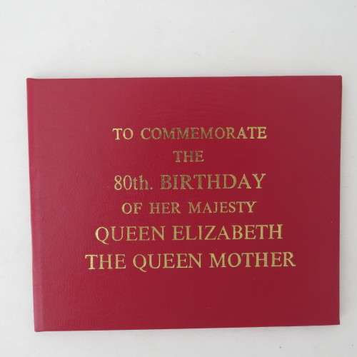 1980 Queen Mother 80th Birthday 23kt and 12kt gold overlay stamp in booklet