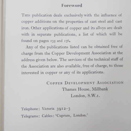 Copper in Cast Steel and Iron published by Copper Development Association , London 1959