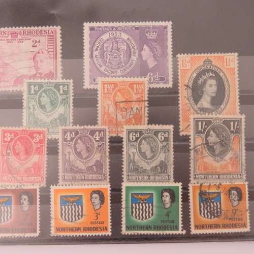 Lot of 3 cards with 40 Northern Rhodesia stamps
