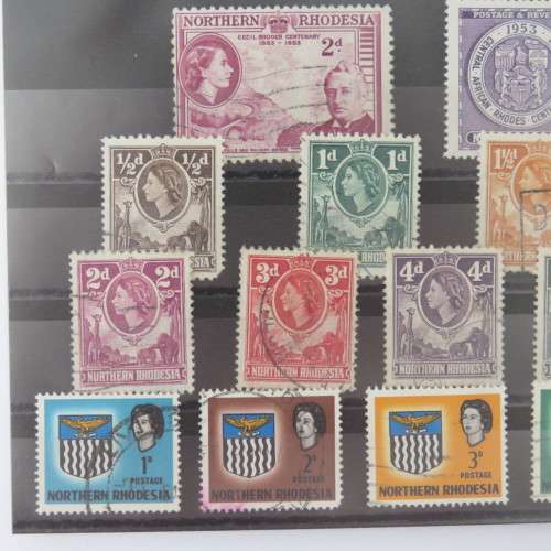 Lot of 3 cards with 40 Northern Rhodesia stamps