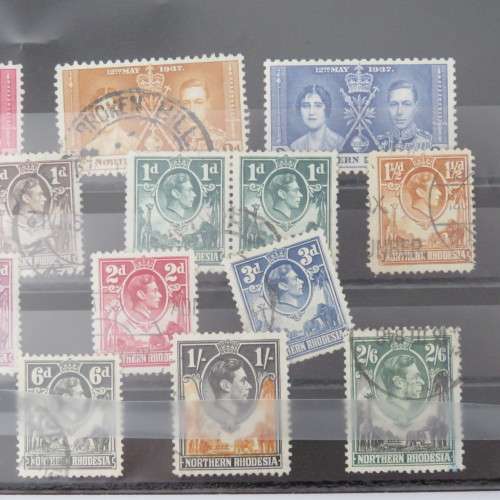 Lot of 3 cards with 40 Northern Rhodesia stamps