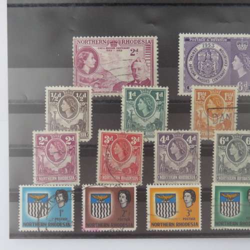 Lot of 3 cards with 40 Northern Rhodesia stamps