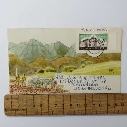 1963 SACC 244 on FDC with handpainted scene