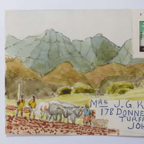 1963 SACC 244 on FDC with handpainted scene
