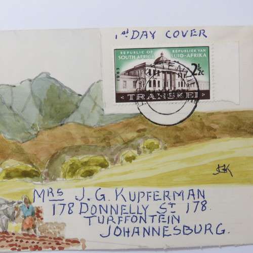 1963 SACC 244 on FDC with handpainted scene