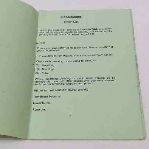 RAMC 251 ( Sunderland ) Field Ambulance Aid-Memoire First Aid booklet