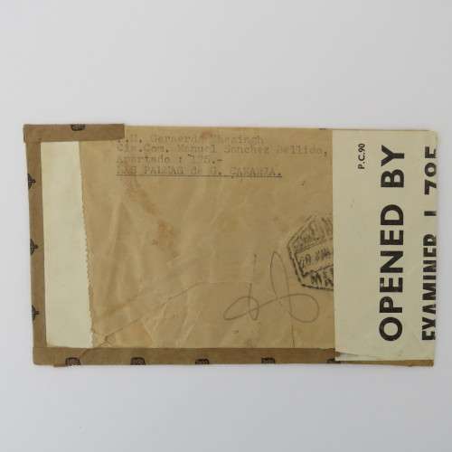 Censored cover posted Las Palmas, Canary Islands to Norfolk, England with 3 Spanish stamps