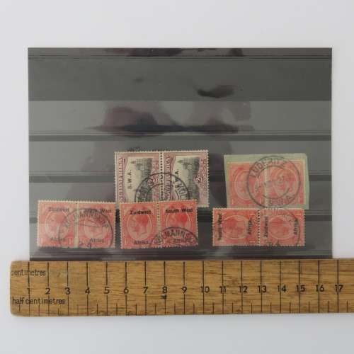 South West Africa lot of 4 pairs of stamps with Kolmannskop Cancellation