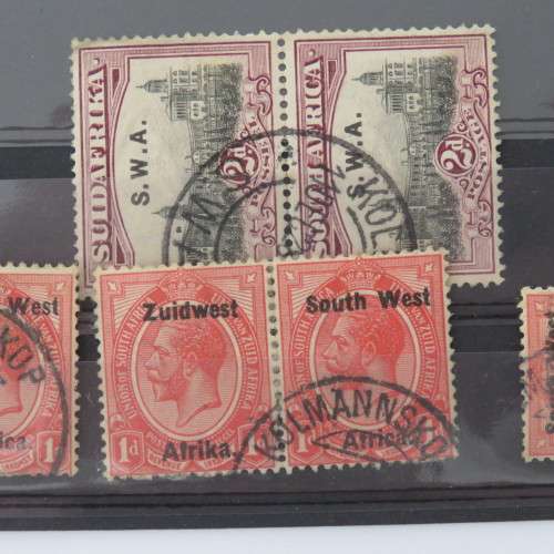 South West Africa lot of 4 pairs of stamps with Kolmannskop Cancellation