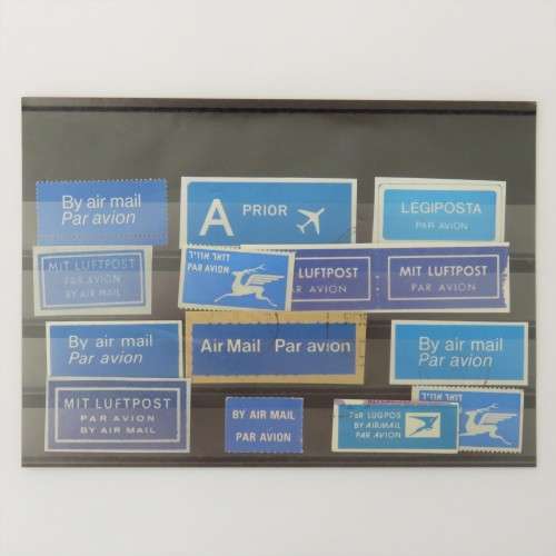 Lot of 14 airmail and priority stickers/stamps