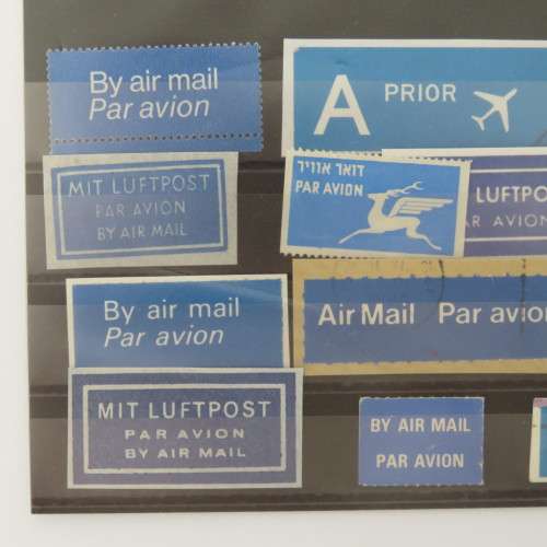 Lot of 14 airmail and priority stickers/stamps