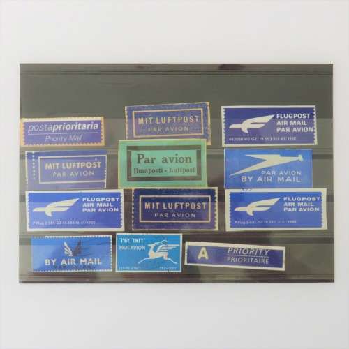 Lot of 12 airmail and priority tags/stickers