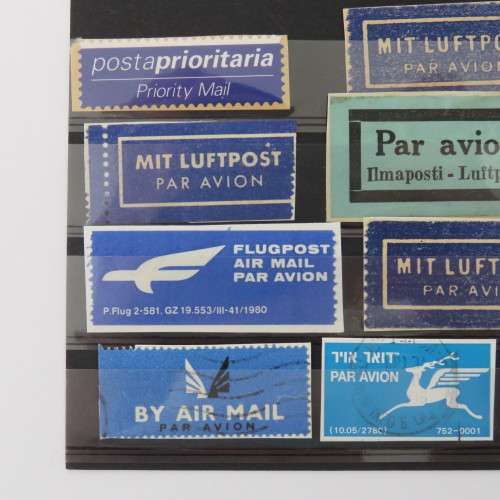 Lot of 12 airmail and priority tags/stickers
