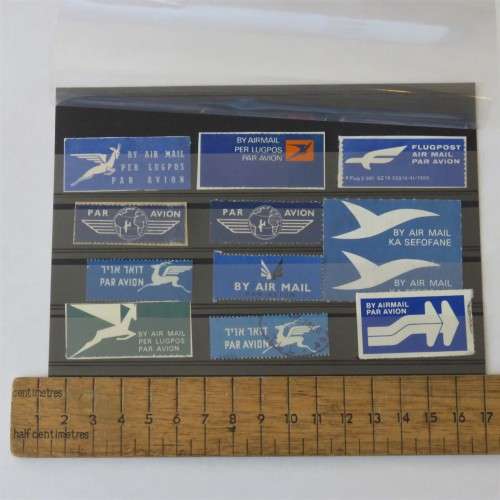 Lot of 12 Airmail stickers/tags