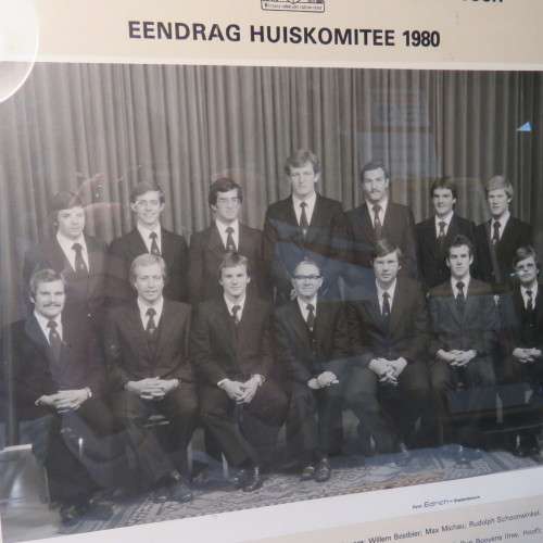 Framed photo of University of Stellenbosch - Eendrag House Committee 1980 - 32 x 37 cm