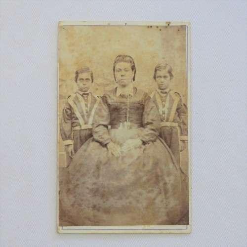 Photo on board of woman with twins - Paarl area late 1800`s