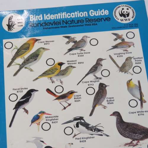 Caltex Rondevlei Nature Reserve Bird identification Guide